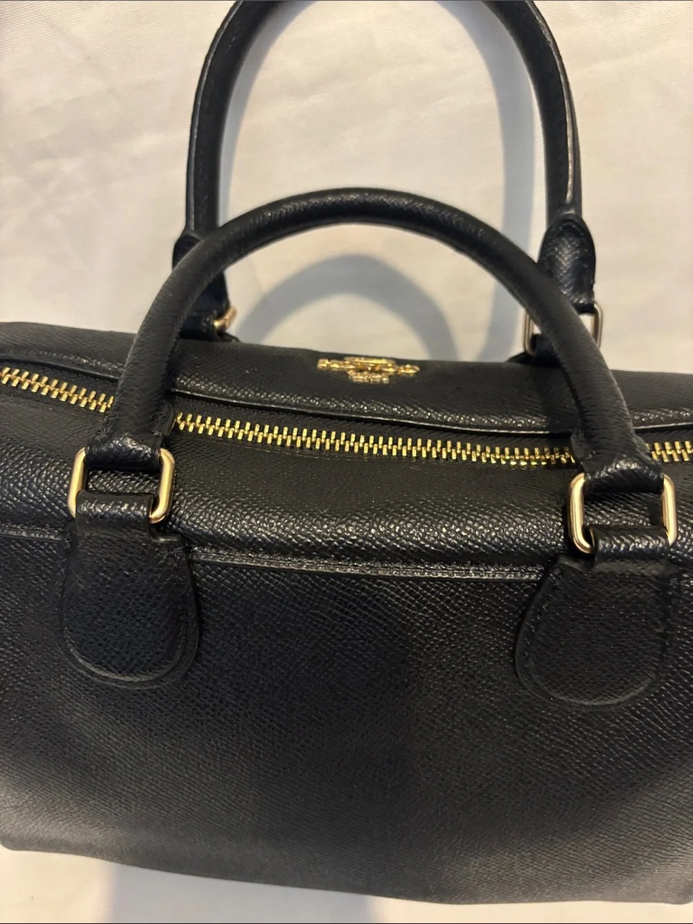Coach Black mini  bag  Leather Dome Satchel with Gold Hardware